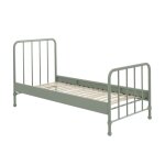 Lit  barreaux 90x200cm mtal poudr vert olive