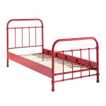 Lit  barreaux 90x200cm en mtal rouge