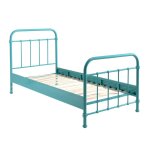 Lit  barreaux 90x200cm en mtal turquoise