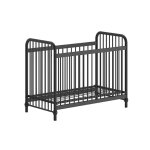 Lit bb  barreaux 60x120cm hauteur rglable mtal poudr noir