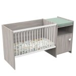 Lit bb combin volutif en dcor bois avec commode  langer 1 porte