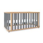 Lit bb - lit d'enfant 70x140 cm (3en1) en bois / gris