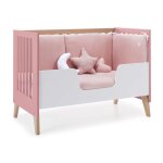 Lit bb - lit d'enfant - bureau 60x120 cm (3en1) bois / rose