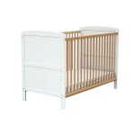 Lit bb volutif en bois blanc et htre verni 60 x 120 cm