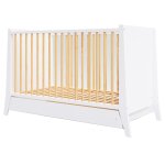 Lit bébé évolutif en bois blanc et pin avec tiroir - 120x60 cm Lit bébé évolutif en bois blanc et pin avec tiroir - 120x60 cm