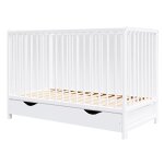 Lit b�b� �volutif en bois blanc avec tiroir - 120x60 cm