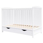 Lit bb volutif en bois blanc avec tiroir - 120x60 cm