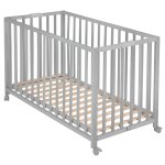 Lit bb pliant 60x120 rglable en htre bio gris taupe