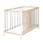 Lit bb pliant 60x120 rglable en htre bio nature et blanc