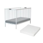 Lit bb pliant en bois avec matelas blanc 60x120