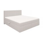 Lit boxspring 180x200 avec surmatelas et tiroirs, velours c�tel� gris