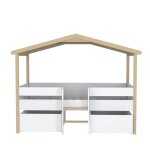 Lit cabane avec 2 tiroirs blanc et bois clair, 90x200 cm Lit cabane avec 2 tiroirs blanc et bois clair, 90x200 cm