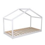 Lit cabane 90x190 sommier inclus blanc laqu