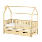 Lit cabane 90x190 sommiers lit gigogne et tiroirs beige