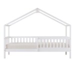 Lit cabane avec barri�re de s�curit� blanc, sans matelas