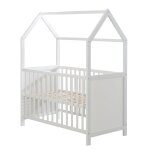 Lit cabane bb 60x120 en bois blanc