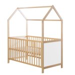 Lit cabane bb 70x140 volutif en bois bicolore