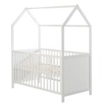 Lit cabane bébé 70x140 évolutif en bois blanc Lit cabane bébé 70x140 évolutif en bois blanc