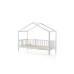 Lit cabane enfant 90x200 en pin massif blanc