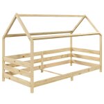 Lit cabane enfant montessori en bois massif coloris naturel, 90 x 190