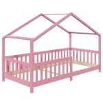 Lit cabane enfant montessori en bois massif rose, 90 x 190 cm