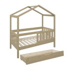 Lit cabane volutif et tiroirs pin massif bois 70x140