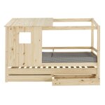 Lit cabane gigogne bois massif 90x200 cm