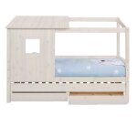 Lit cabane gigogne bois massif blanc 90x200 cm