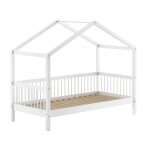 Lit cabane en hêtre massif blanc 90x200 Lit cabane en hêtre massif blanc 90x200