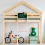 Lit cabane mi - hauteur 70x140 sommier inclus beige