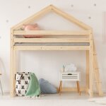 Lit cabane mi - hauteur 70x140 sommier inclus beige