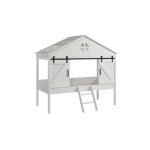 Lit cabane mi - hauteur 90x200 style maison blanc
