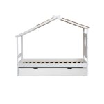 Lit cabane + lit pieds pliants bois blanc 90x190cm