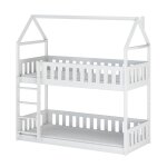 Lit cabane superpos 90x200 au sol sommiers inclus - blanc