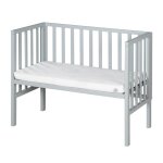 Lit cododo 90x45 avec matelas et barrière en bois gris taupe Lit cododo 90x45 avec matelas et barrière en bois gris taupe