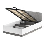 Lit coffre 120x200 sommier inclus stratifis blanc et gris
