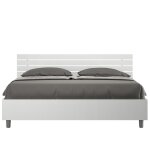 Lit coffre 160x190 t�te de lit droite effet bois fr�ne blanc