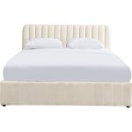 Lit coffre 160x200 cm avec tte de lit en velours beige
