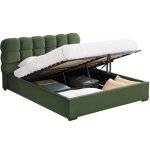 Lit coffre 160x200 cm avec tte de lit en velours vert kaki