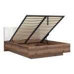 Lit coffre 160x200 sommier inclus stratifiés blanc et beige Lit coffre 160x200 sommier inclus stratifiés blanc et beige