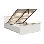 Lit coffre 160x200 sommier inclus stratifis blanc et beige