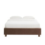 Lit coffre 160x200 velours côtelé rétro marron sommier Lit coffre 160x200 velours côtelé rétro marron sommier