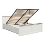 Lit coffre 180x200 sommier inclus stratifis blanc et beige