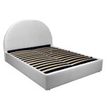 Lit coffre 2 places en tissu bouclette blanc 160x200