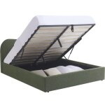 Lit coffre adulte 180x200 cm avec tte de lit en tissu boucl vert