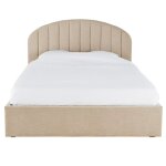 Lit coffre beige 140x190 avec sommier  lattes