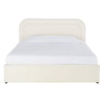 Lit coffre bouclettes crues 180 x 200 avec sommier  lattes blanc