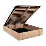 Lit coffre effet bois clair 180x200 cm