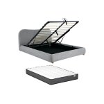 Lit coffre gris clair 120 x 190 cm