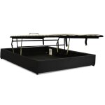 Lit coffre ouverture parallle simili cuir noir 180x200 cm